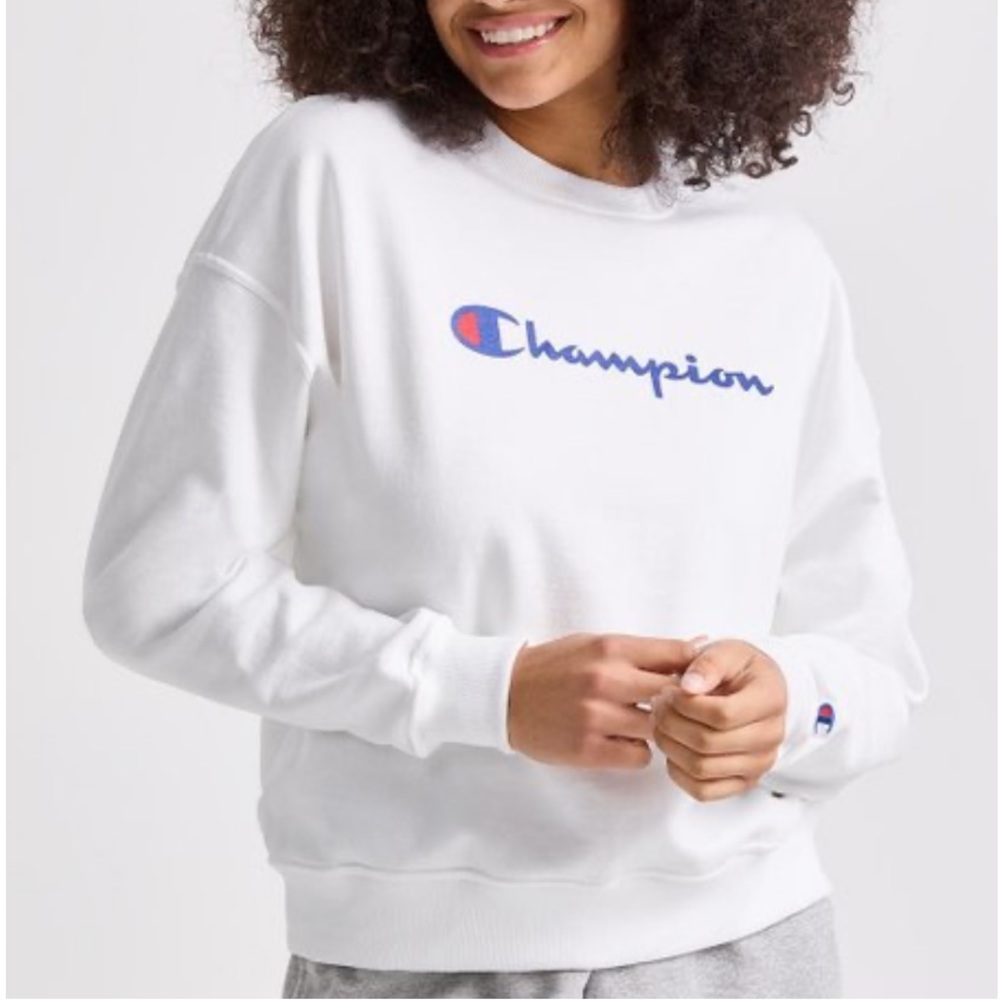 Champion | White Powerblend Relaxed Crewneck Sweatshirt - Women